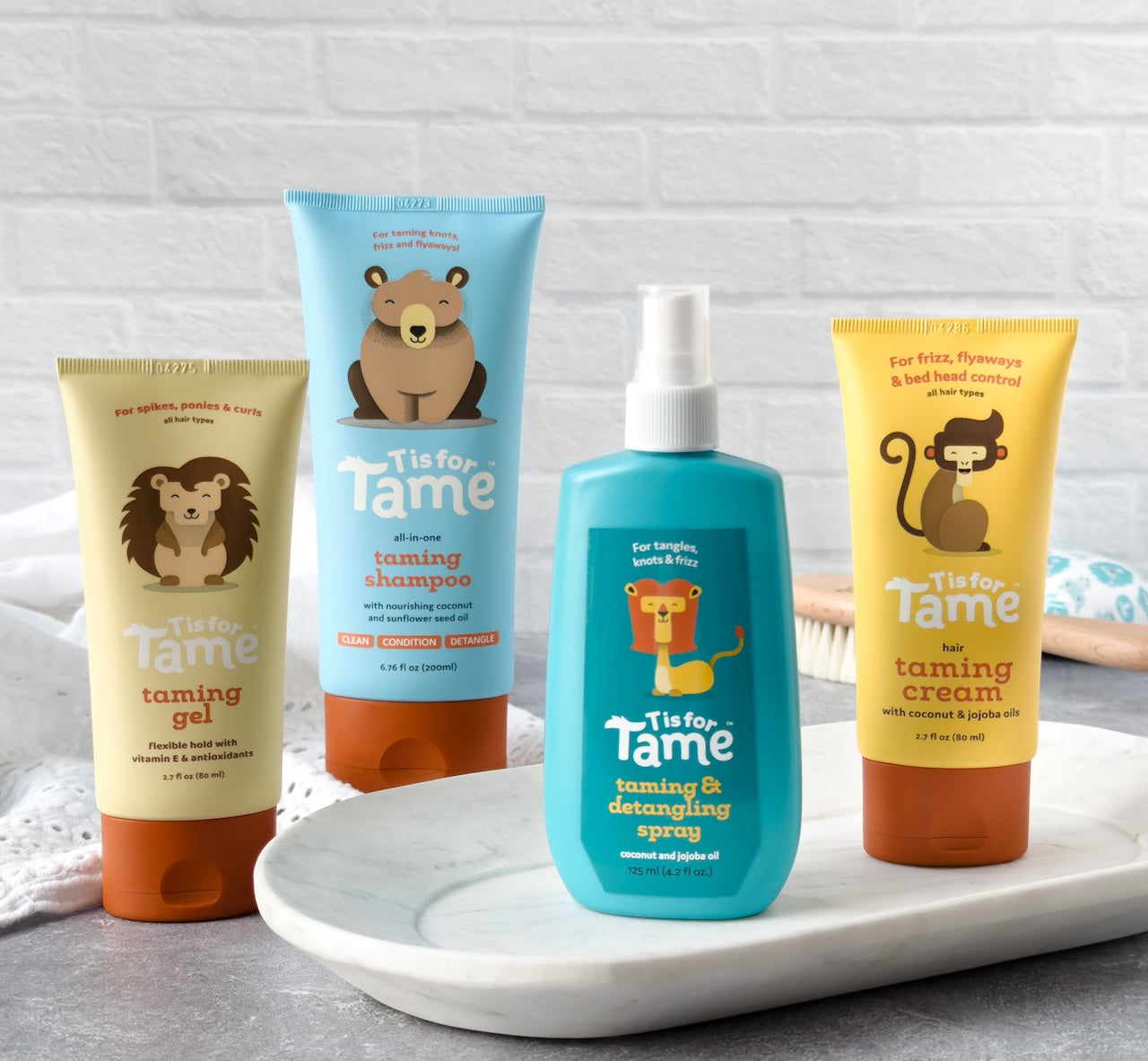 T is for Tame - Vegan, Organic Hair Taming and Styling Bundle for Kids, 4 count